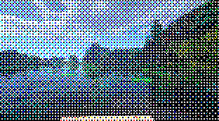 A dithered screenshot of the video game Minecraft