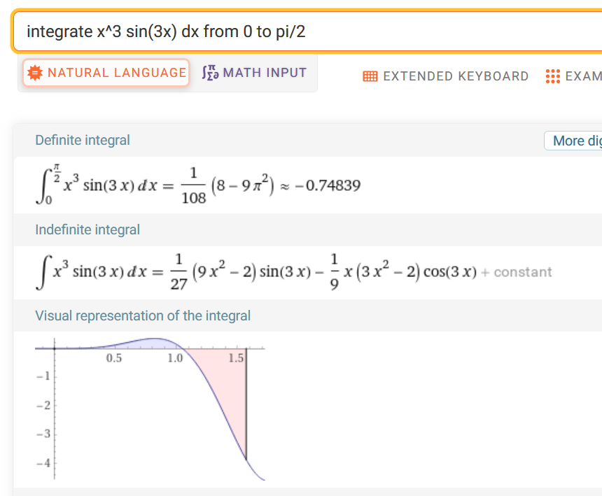 WolframAlpha's integration result